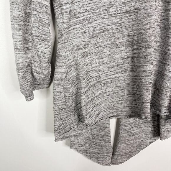 Athleta M Spacedye Gray Heather Drape Cardigan Sweater Open Front 3/4 Sleeve - Picture 5 of 10